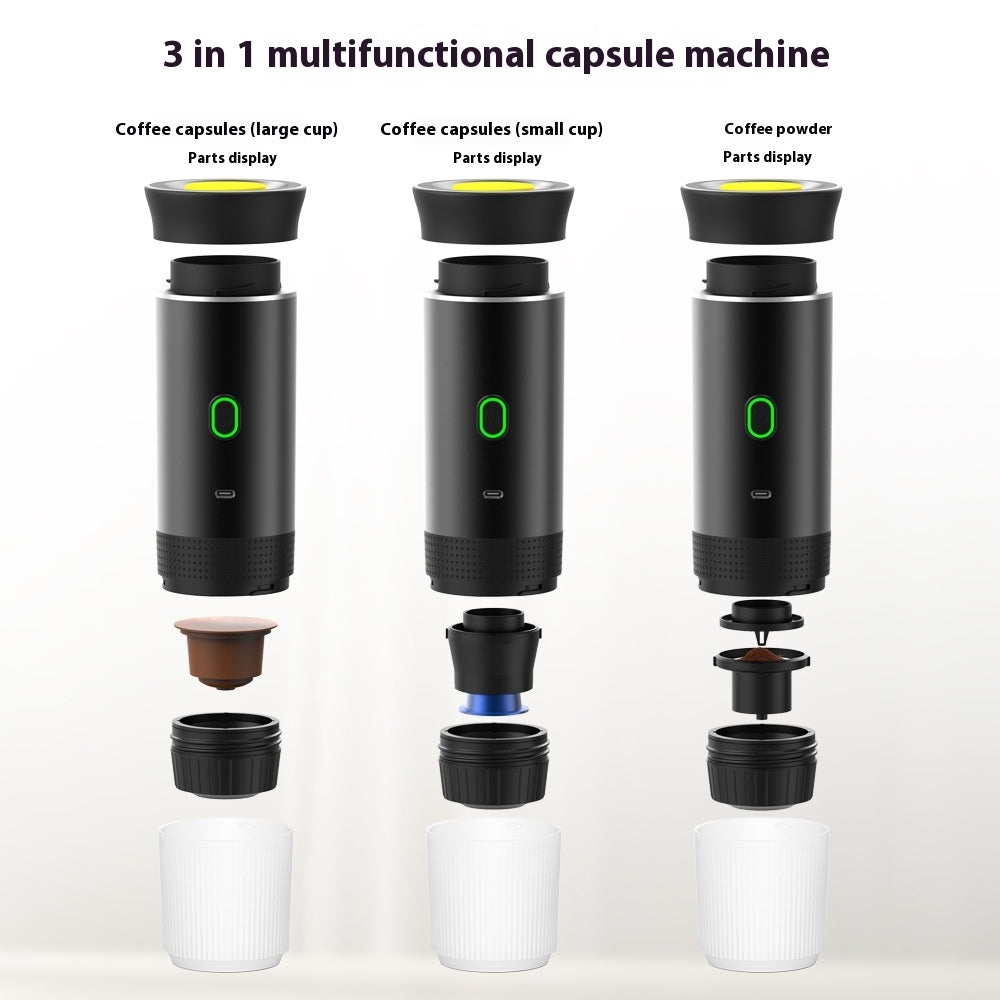 Portable Coffee Making Machine/ Electric Grinder Coffee Travel Handy 3 In1 Espresso Portable Coffee Espresso Maker Machine Cafe Portable Capsule Coffee Machine Kitchen Gadgets